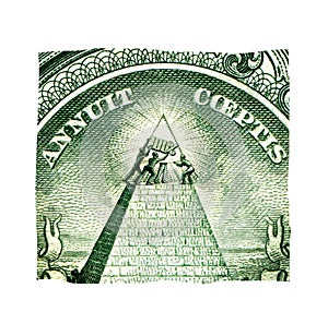 Four men put the pyramid at the top of the pyramid of the American dollar. 100% quality. Gold standard
