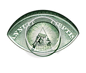 Four men put the pyramid at the top of the pyramid of the American dollar. 100% quality. Gold standard. In the form of a stylized