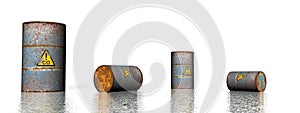 Four metallic carbon monoxide barrels - 3D render