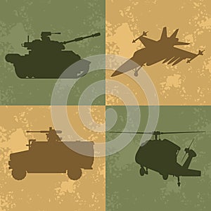 four military weaponry silhouettes