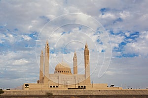 The four minarets and the dome of the new Mosque of Nizwa