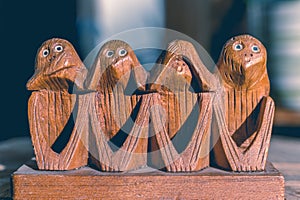 Four monkeys hear, see, speak and do no evil