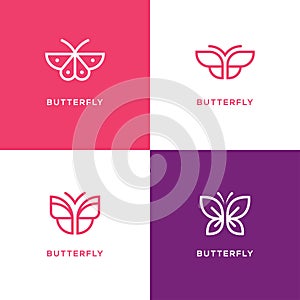 Four mono line butterfly logo.
