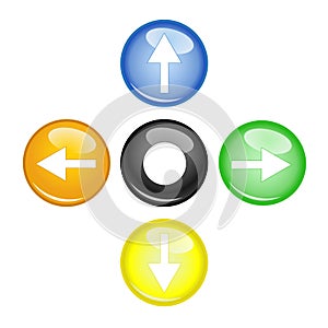 Four multi color arrow