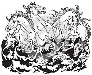 Four mythological seahorses photo