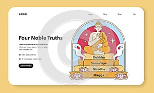 Four Noble Truths illustration. Flat vector illustration photo