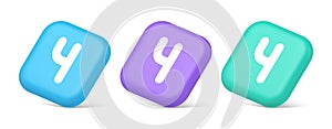 Four number squared button keyboard interface financial calculation service 3d isometric icon
