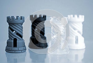 Four Objects photopolymer printed on a 3d printer.