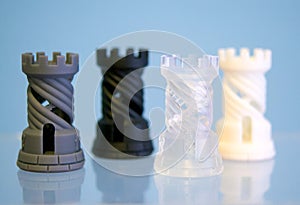 Four Objects photopolymer printed on a 3d printer.