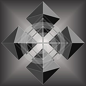 Four Octahedron Make Rhomb Geometric Vector photo