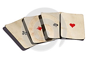 Four old aces cards