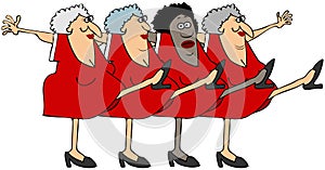 Four old women in a chorus line