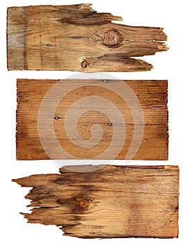 Four old wooden boards isolated on a white background. Old Wood plank