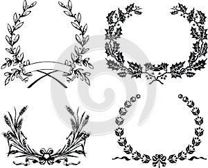 Four One Color Original Heraldic Wreath