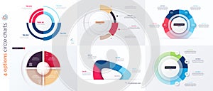 Four option circle infographic design templates. Vector illustration