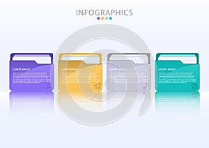 Four options infographic with file icons