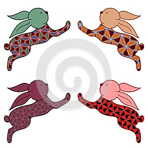 Four ornamental rabbits