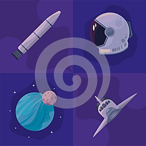 four outer space icons