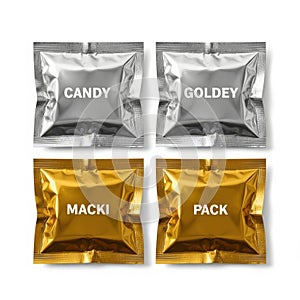 Four packets of candy and macki