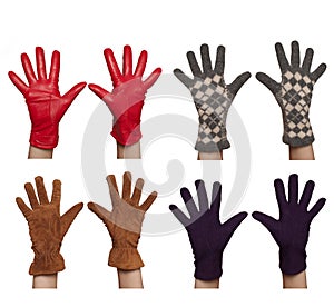 Four pairs of diffrent women`s gloves