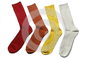Four pairs of multi-colored socks: