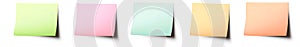 Four pastel colored sticky notes against a white background