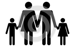 Four person family silhouette, vector illustration