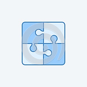 Four piece puzzle diagram 2 colored line icon. Simple dark and light blue element illustration. Four piece puzzle diagram concept