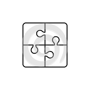 Four piece puzzle diagram icon