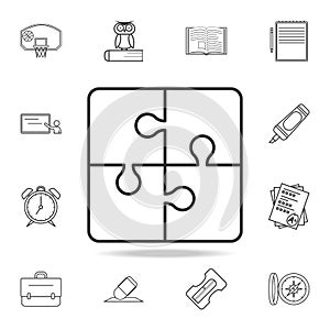 Four piece puzzle diagram icon. Detailed set of education outline icons. Premium quality graphic design. One of the collection ico
