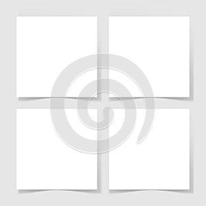 Four pieces blank sheet of white paper with the shadow for your