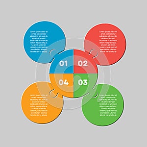 Four pieces puzzle circle diagram info graphic