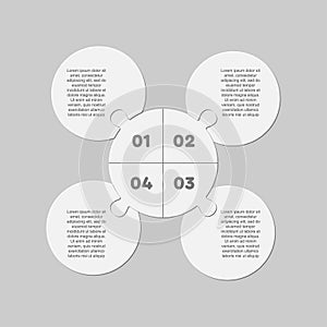 Four pieces puzzle circles diagram info graphic