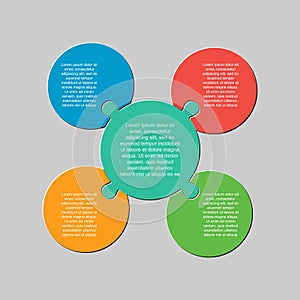 Four pieces puzzle circles diagram info graphic