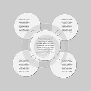 Four pieces puzzle circles diagram info graphic