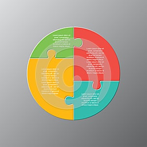 The four pieces puzzle for circles infographics.