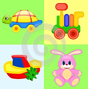 Four Playthings for Children Colorful Poster.