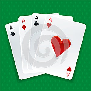 Four poker ases card in shiny style