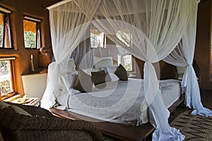 Four-poster bed in an African lodge