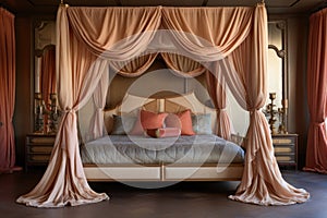 a four-poster bed with elegant draping fabric