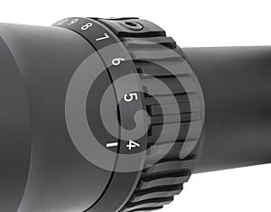 Four power magnification on a sniper scope