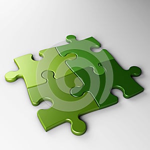 Four puzzle pieces with clipping path