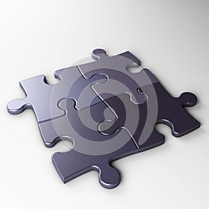 Four puzzle pieces with clipping path