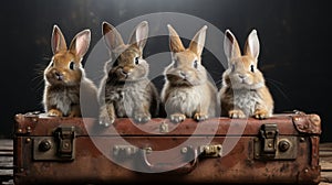 Four Rabbits On Old Suitcase: Youthful Protagonists In An Adventure Themed Interactive Experience