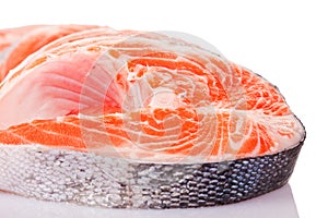 Four raw salmon steaks