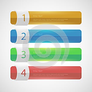 Four rectangular buttons. Isolated on white background. Vector illustration.