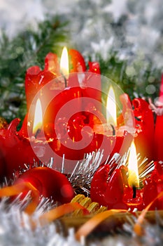 Four red Advent candles.