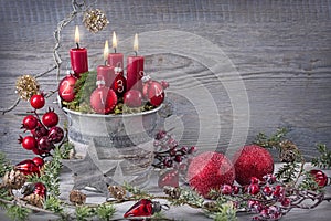 Four red christmas candle