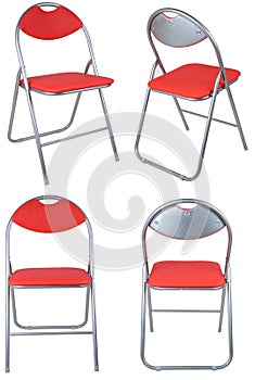 Four red folding chairs photo
