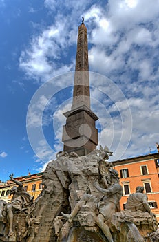 Four Rivers Fountain in Piazza Navona - Rome, Italy